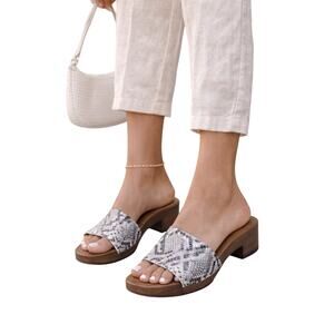 Seychelles Snake Print Slide Sandals Wood Heel Made Italy Size 10